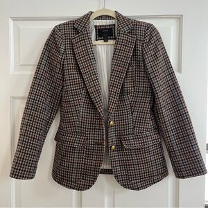 LIKE NEW J Crew Brown Multi Houndstooth Wool-Blend Blazer